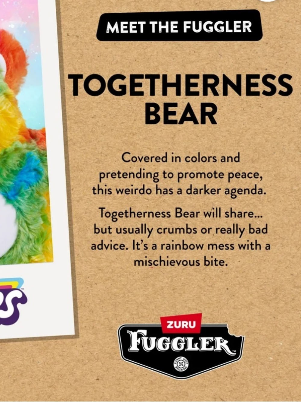 Fuggler X Care Bears - Rainbow Plush Bear Toy with Heart Belly Patch - Picture 4 of 9
